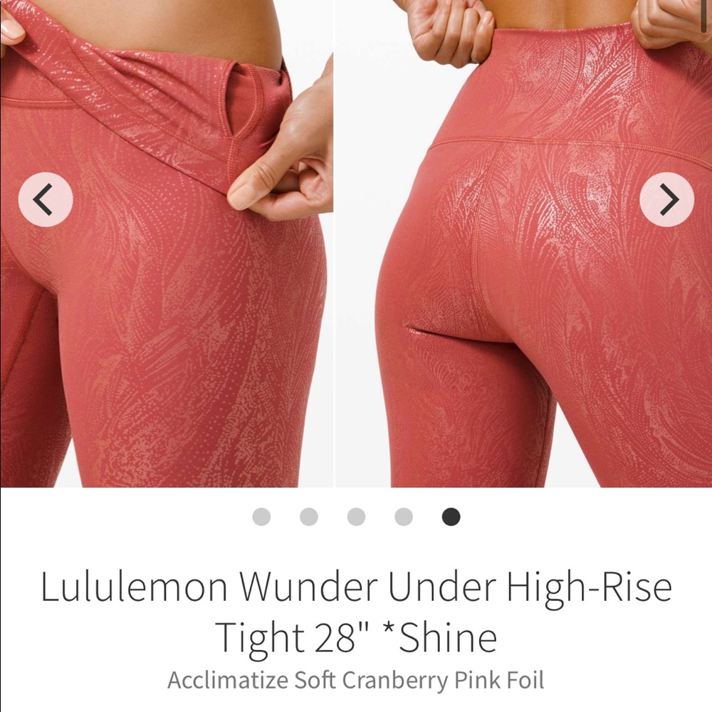 Lululemon special edition wunder under full on luxtreme shine cranberry sz 6 28”